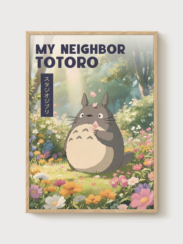My Neighbor Totoro Poster poster in oak frame
