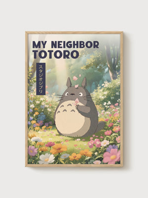 My Neighbor Totoro Poster poster in oak frame