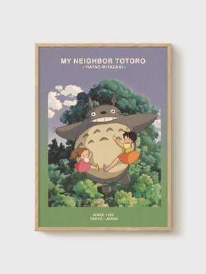 My Neighbor Totoro Poster poster in oak frame