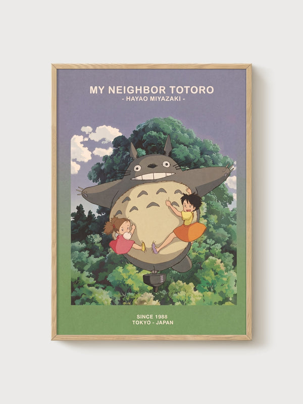 My Neighbor Totoro Poster poster in oak frame