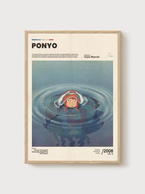 Ponyo Poster poster in oak frame