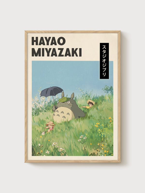 My Neighbor Totoro Poster poster in oak frame