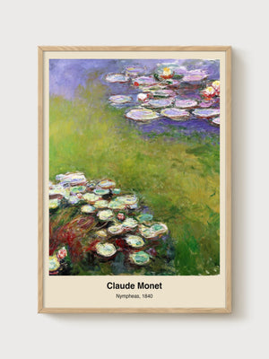 Claude Monet Nympheas Print poster in oak frame