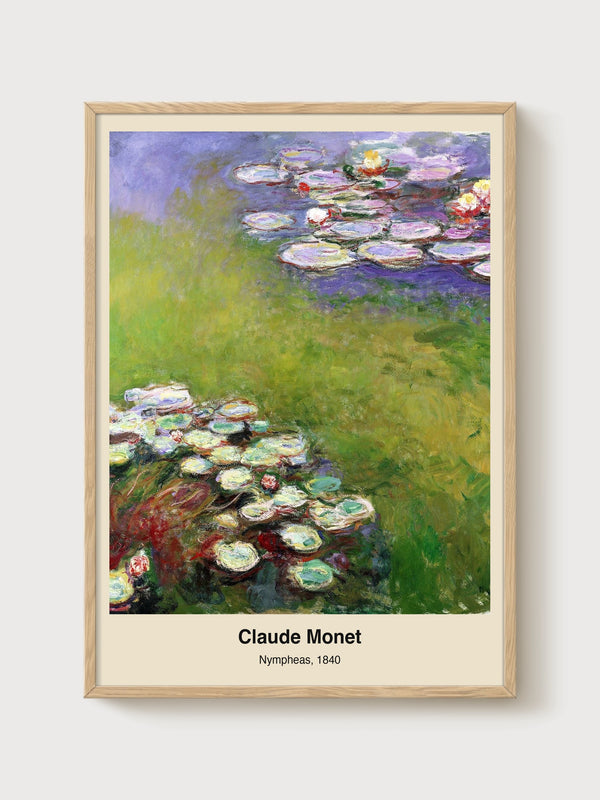 Claude Monet Nympheas Print poster in oak frame