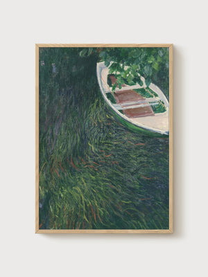 Claude Monet The Boat Print poster in oak frame