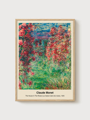 The House In The Roses by Claude Monet poster in oak frame