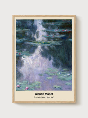 Claude Monet Water Lilies Print poster in oak frame