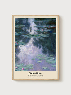 Claude Monet Water Lilies Print poster in oak frame