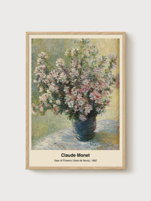 Claude Monet Vase of Flowers Print poster in oak frame