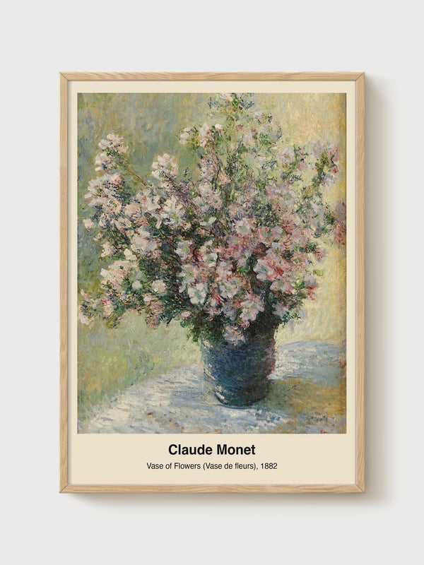 Claude Monet Vase of Flowers Print poster in oak frame