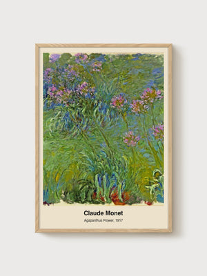 Agapanthus Flower by Claude Monet poster in oak frame