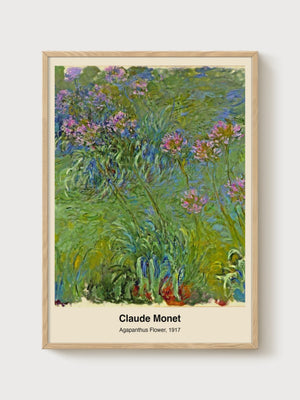 Agapanthus Flower by Claude Monet poster in oak frame