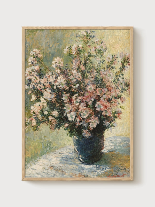 Claude Monet Vase of Flowers Print poster in oak frame
