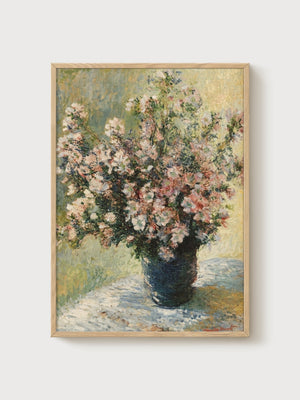 Claude Monet Vase of Flowers Print poster in oak frame