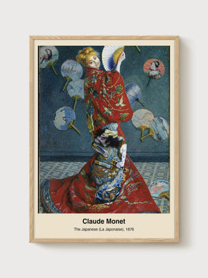 Claude Monet La Japonaise Print poster in oak frame