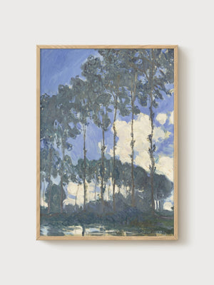 Claude Monet Poplars On The Epte poster in oak frame