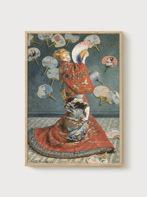 Claude Monet La Japonaise Print poster in oak frame