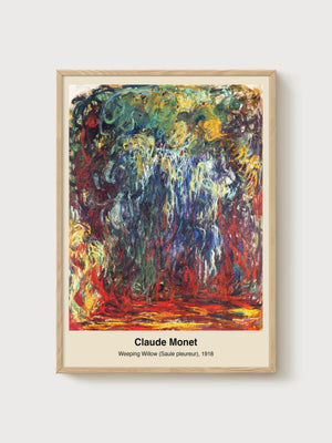 Claude Monet Weeping Willow Print poster in oak frame