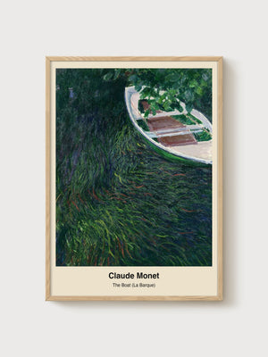 Claude Monet The Boat Print poster in oak frame