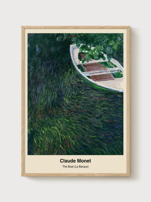 Claude Monet The Boat Print poster in oak frame