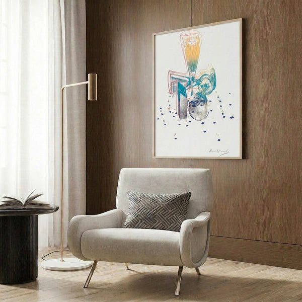 Colorful framed artwork with repeated figure imagery in classic pop art style, suitable for eclectic home decor.