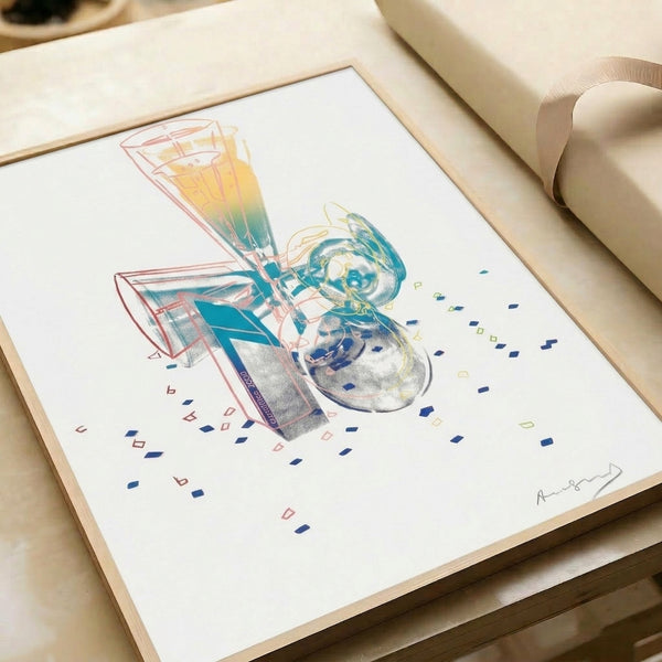 Vibrant framed poster showcasing portrait composition in warhol-inspired color palette and pop art technique.