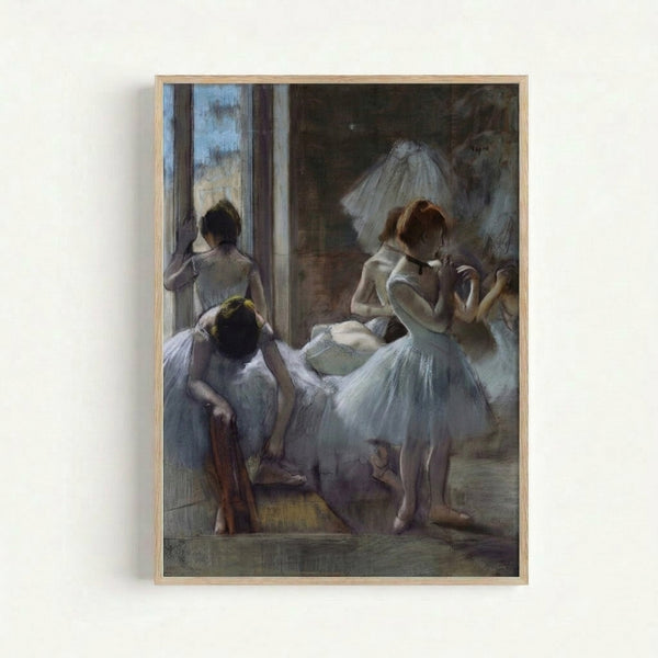 Vintage-inspired poster featuring elegant dancers rendered in delicate pastel hues, ideal for classic home decor.