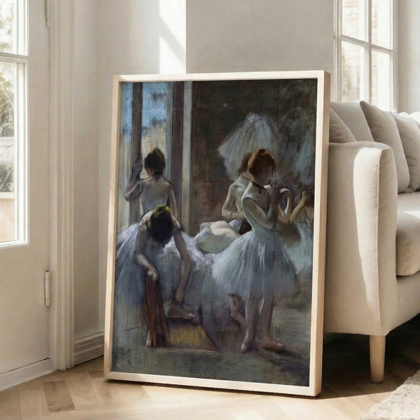 Pastel dancer artwork with soft, impressionistic style and cool blue tones, displayed as a gallery-quality wall print.