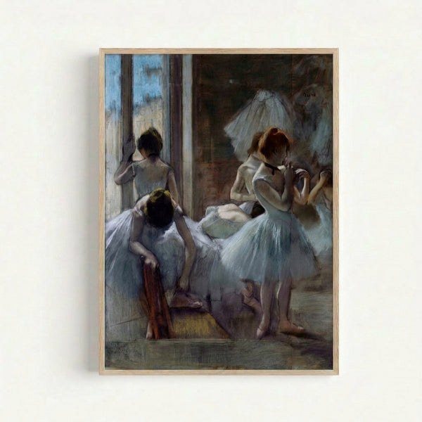 Impressionist-style dancer rendered in delicate pastels with silhouette elements and atmospheric light blues, conveying intimate theatrical mood.
