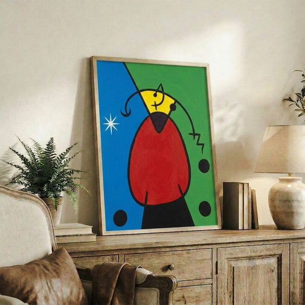 Abstract poster art combining surrealist elements with a bright, uplifting composition of flowing shapes and intentional negative space.