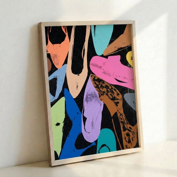 Diamond Shoes poster displaying luxurious footwear in rich saturated colors with a contemporary pop aesthetic.