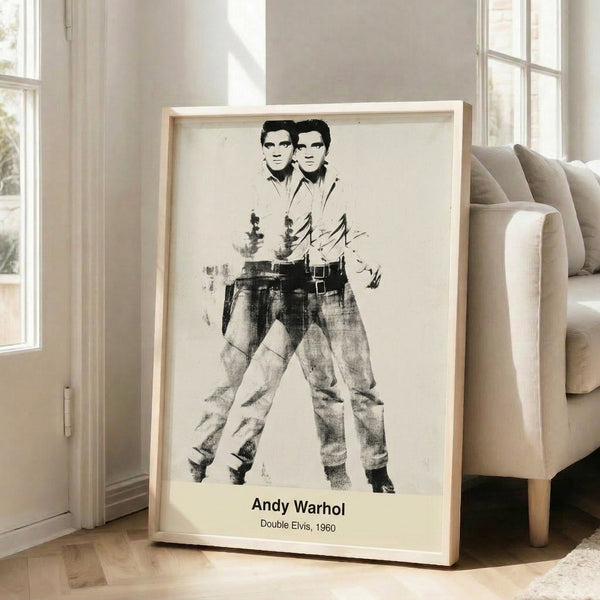 Modern pop art print showing a repeated male figure in bold silver, black, and flesh tones with a striking repetitive composition.