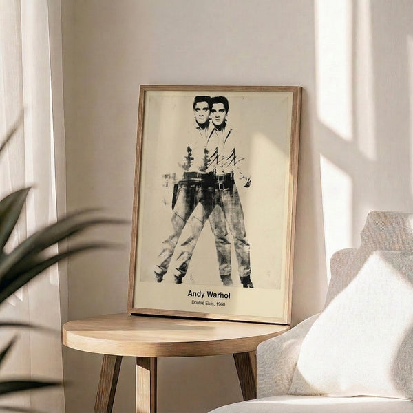 Contemporary pop art wall art displaying a double silhouette portrait in monochromatic silver and black with iconic glamour.