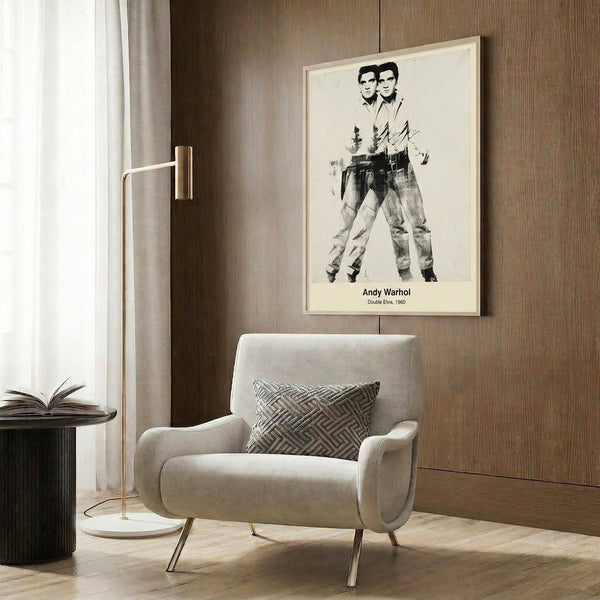 Pop art style framed poster featuring mirrored masculine figures in silver, black, and white with a repetitive, cinematic aesthetic.