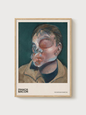 Francis Bacon Portrait Painting poster in oak frame