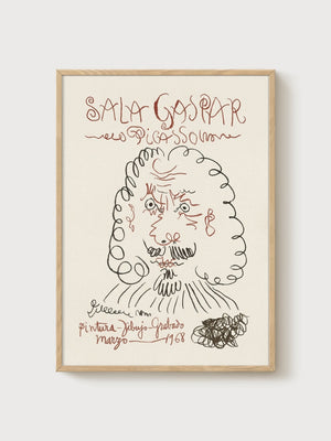 Sala Gaspar Caricature Poster poster in oak frame