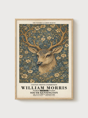 William Morris Print poster in oak frame