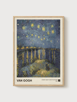 Van Gogh Starry Night Print poster in oak frame