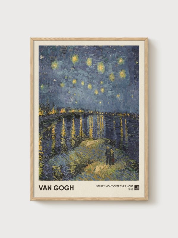 Van Gogh Starry Night Print poster in oak frame