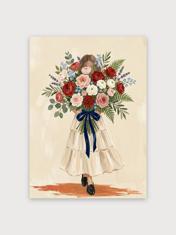 Woman With Floral Bouquet - Digital Download