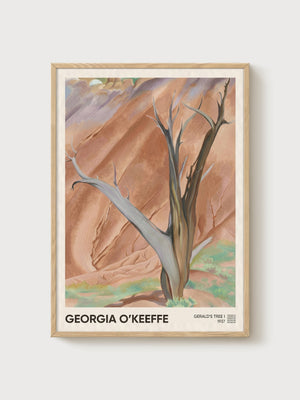 Georgia O'Keeffe Art Print poster in oak frame