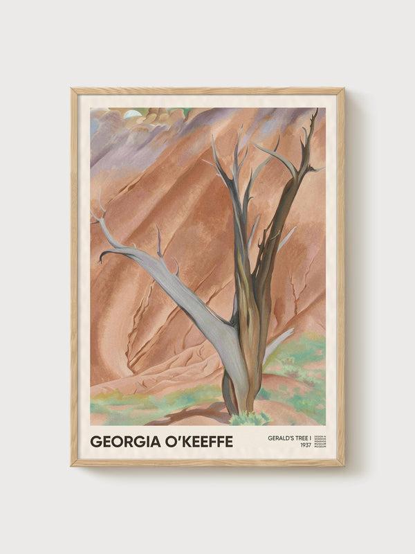 Georgia O'Keeffe Art Print poster in oak frame