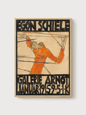 Egon Schiele Vintage Poster Galerie Arnot 1915 poster in oak frame