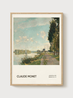 Claude Monet Argenteuil Sailboat Print poster in oak frame