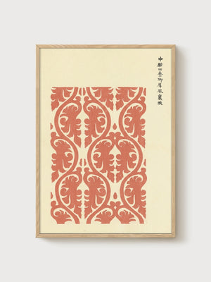 Japanese Woodblock Pattern Print poster in oak frame