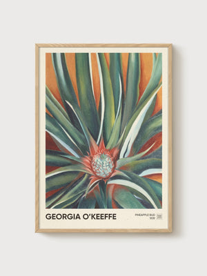 Georgia O'Keeffe Pineapple Bud Art Print poster in oak frame