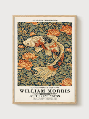 William Morris Print poster in oak frame