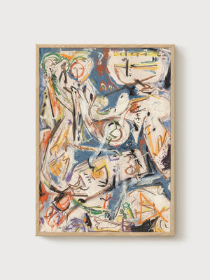 Abstract Expressionist Wall Art poster in oak frame