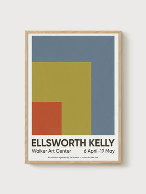 Ellsworth Kelly Bauhaus Print poster in oak frame