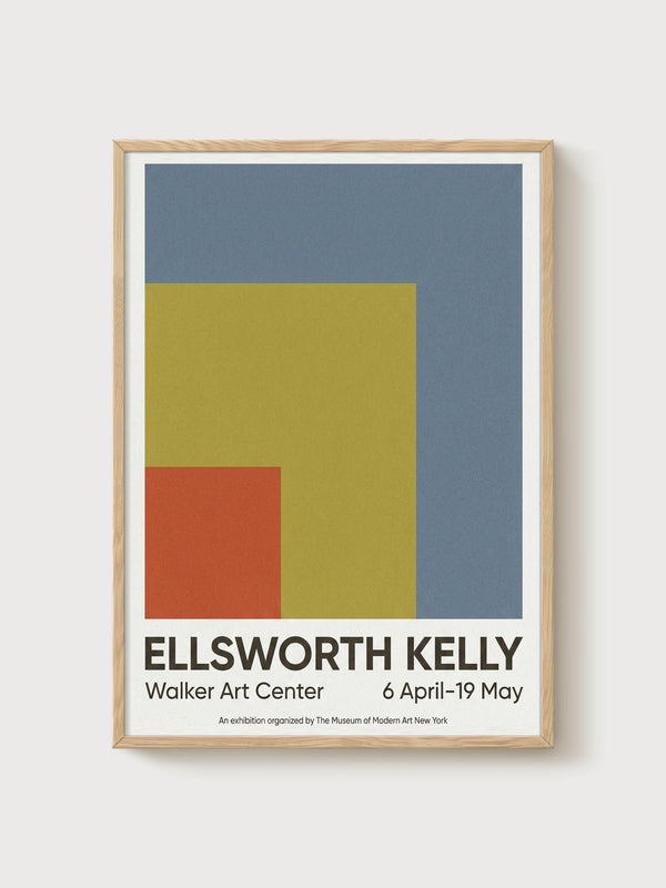 Ellsworth Kelly Bauhaus Print poster in oak frame
